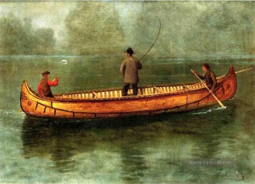  Bier Malerei - Angeln von einem Kanu luminism Seestück Albert Bier